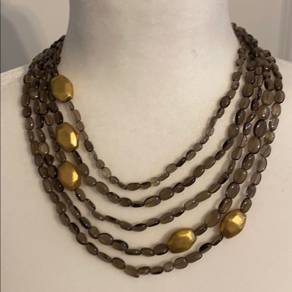 Beautiful 5-strand Smokey quartz with SSGO clasp